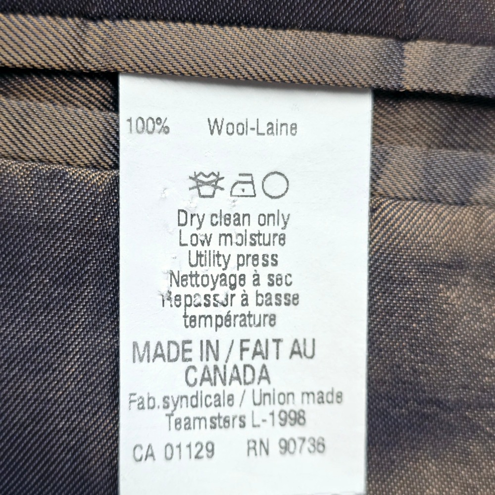 Calvin Klein Wool Blazer Men's 42R Windowpane Pattern Two Button Style Dark Grey - Picture 4 of 15